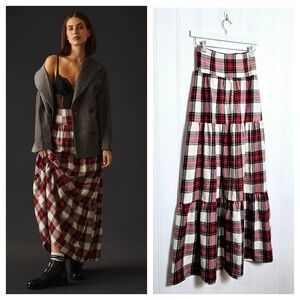 Show Me Your Mumu Maxi Skirt Womens Size XS Melody Tiered Winter Plaid Anthro